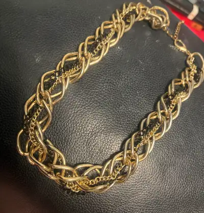Gold and Black Multi-Chain Necklace, View more