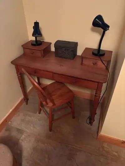 Antique desk and chair, View more