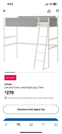IKEA Loft Bedframe with Comfy Mattress - Only $200 for Both!