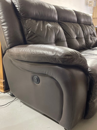 Brown leather recliner electric 