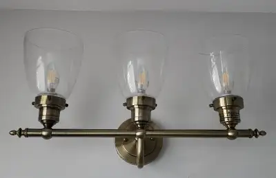 Bronze Vanity Light with 3 Glass Shades (23.5 inches), View more