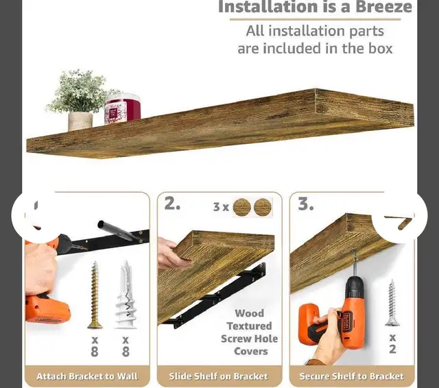 Walnut Wood - 2 Floating Shelves