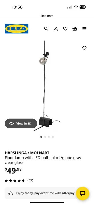 Ikea floor lamp with LED bulb, View more