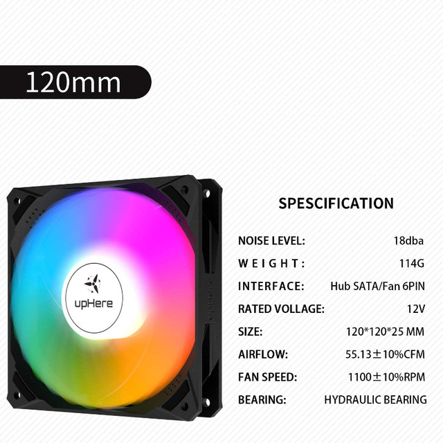 upHere 120mm Case Fan RGB (selling 6 or 12 fans) System Components