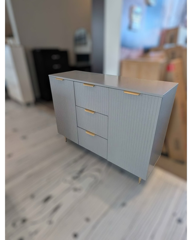 47” Modern Sideboard Buffet Cabinet — Grey with Gold Base in Hutches & Display Cabinets in Markham / York Region