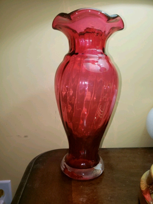 Mid century cranberry glass Vase Arts & Collectibles Cape Breton