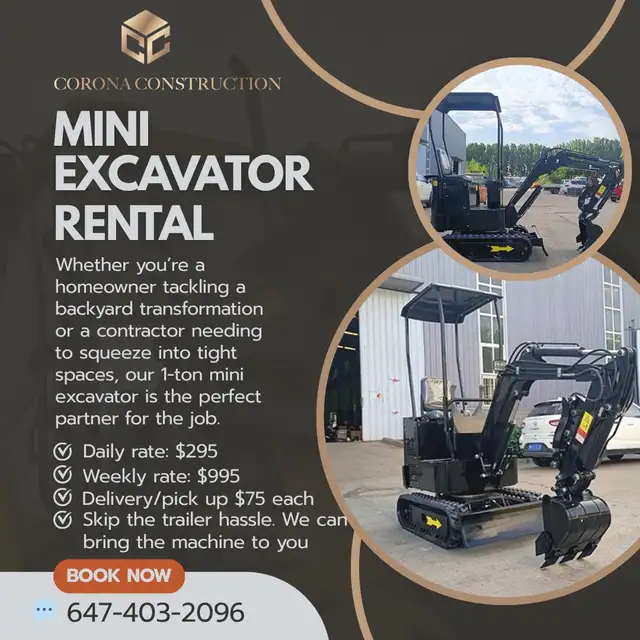 1-Ton Mini Excavator Rental