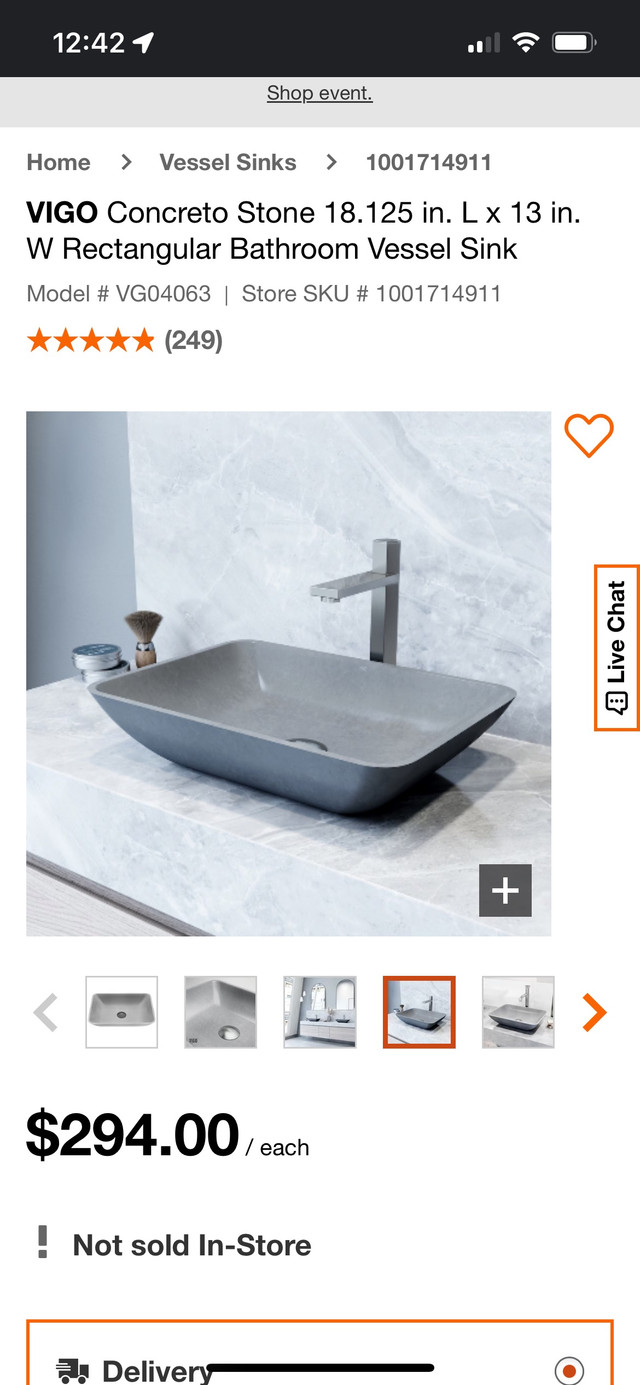 Concretostone 18” Vessel Sink BNIB in Plumbing, Sinks, Toilets & Showers in Hamilton - Image 2