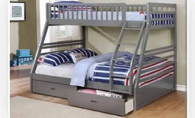 Lit Superposé B-117-Simple-Double  (Blanc, Gris , Expresso) !!! in Beds & Mattresses in City of Montréal - Image 7