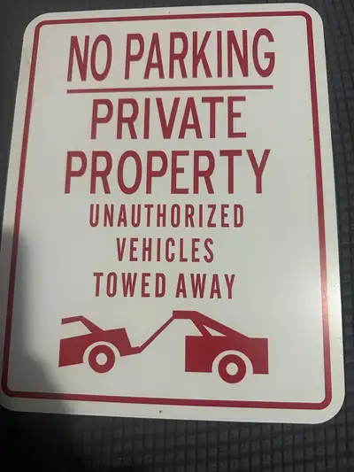 Tow Away Zone Signs - No Parking Private Property. Highly visible no parking signs prevent any vehic...