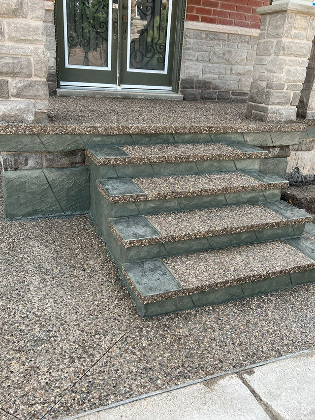 Concrete Driveway, walkway and Patio (EXPOSED,STAMP AND BRUSH