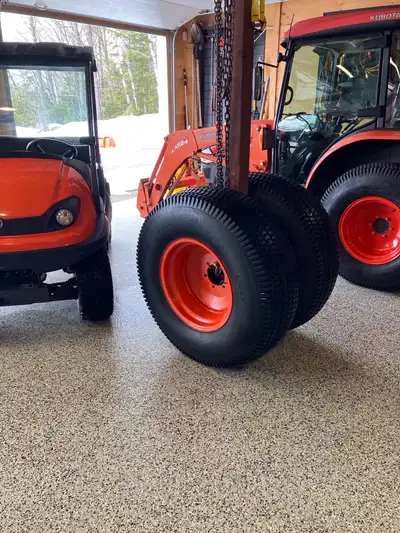2…..Kubota Tires……355/80/D20……Bridgestone…….LOADED…..TIRES AND RIMS……705-529-2222