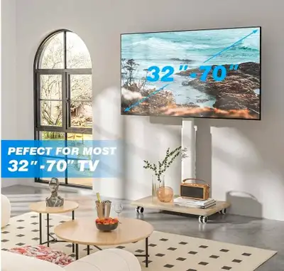 Modern Rolling TV Stand for 32 to 70 Inch TVs - Brand New, View more
