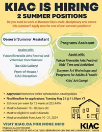 Job in Dawson: Art Programs & Art Festival Summer Assistants