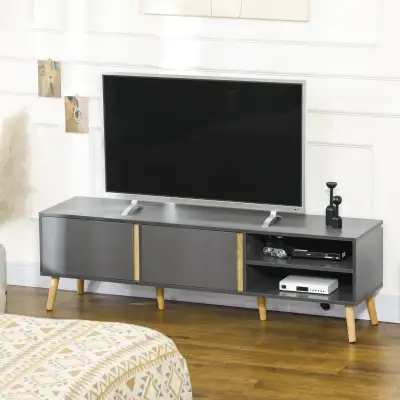 Grey TV Stand for TVs up to 55", TV Cabinet with Shelves , View more