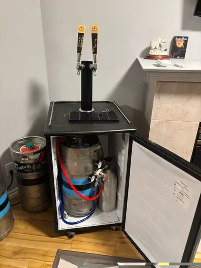 beer fridge and kegs, View more