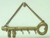 VintageBrass Key Rack Holder Wall Mounted, Key Shaped Key Rack