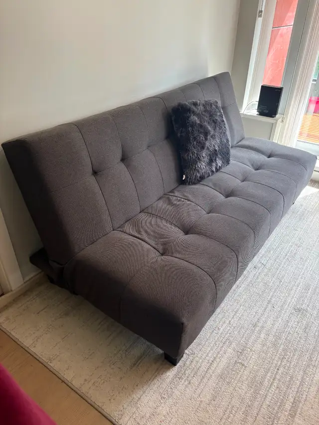 Modern Grey Sofa Bed / Futon (Converts to Twin Bed) in Couches & Futons in UBC - Image 2