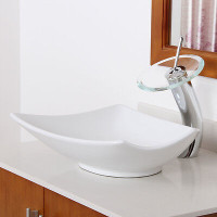 Ceramic Asymmetrical Bathroom Sink by Elite - new in box