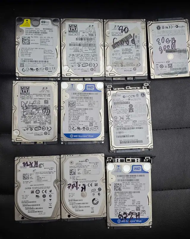 11  Laptops hard drives 2.5" /80GB/ 100% health in System Components in Hamilton - Image 3