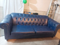 Three seater genuine leather sofa