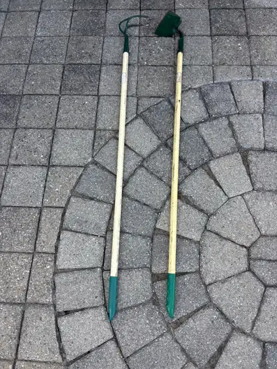 Set of Long Handed Garden Tools - Hoe & Rake - Outils Jardin, View more