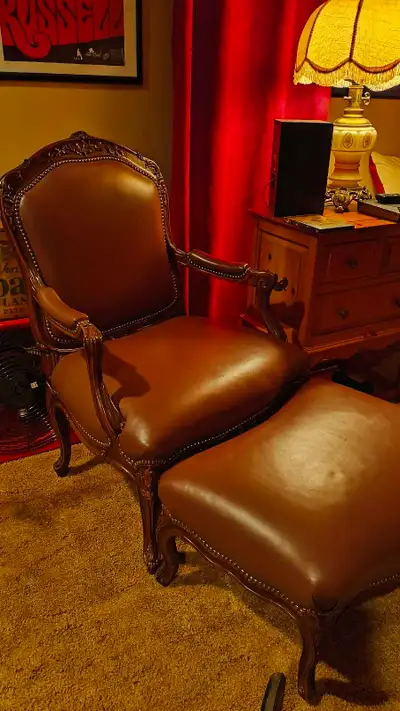 Leather Chair and Ottoman, View more