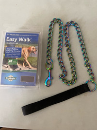 Chain Leash and Head Collar for Easy Walking
