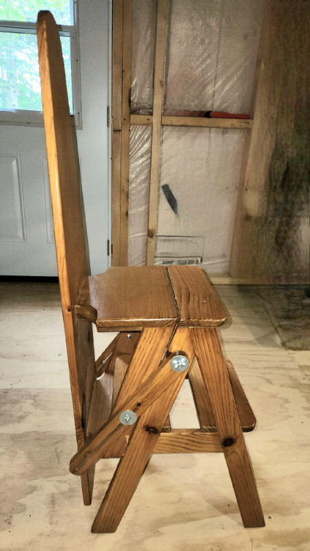 Rare Vintage Metamorphic chairs, Ironing board Ladder Solid wood in Chairs & Recliners in Gatineau - Image 4