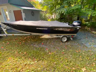Chaloupe aluminium 16' Starfish de Princecraft 2016 Avec remorque REMEQ aluminium Moteur Mercury 25...