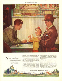 1955 full-page Norman Rockwell ad for Watchmakers of Switzerland