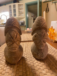 Vintage Pair Volcanic Stone Mexican Totem/Tribal Statues/Bookend