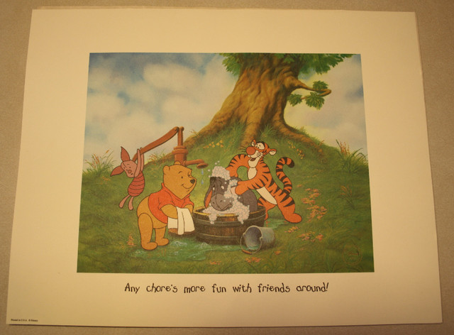 Winnie The Pooh Print - Chores Are More Fun With Friends (Framed in Arts & Collectibles in Saint John - Image 2