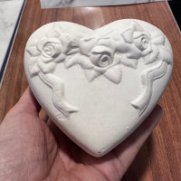 Bisque heart trinket box ready to paint kiln safe