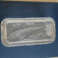 Vintage Federal Glass Ribbed Refrigerator Storage Dish 