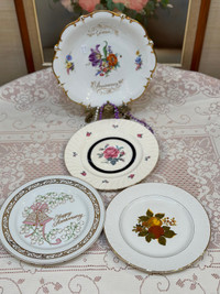 3 collectible plates for $20 : fruit harvest, Happy Anniversary 
