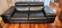 Sofa et fauteuil cuir noir Natuzzi black leather sofa and armcha