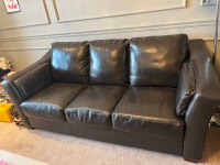 Dark Brown Faux Leather Sofa