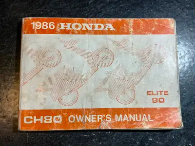 1986 Honda Elite 80 CH80 Owner's Manual Printed in Japan This manual contains valuable information a...