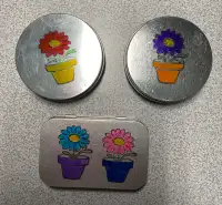 Hand Stamped Flower metal tins with lids