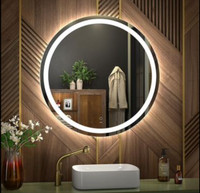 24in Round Mirror for Bathroom LED Lighted Mirror - Illuminated 