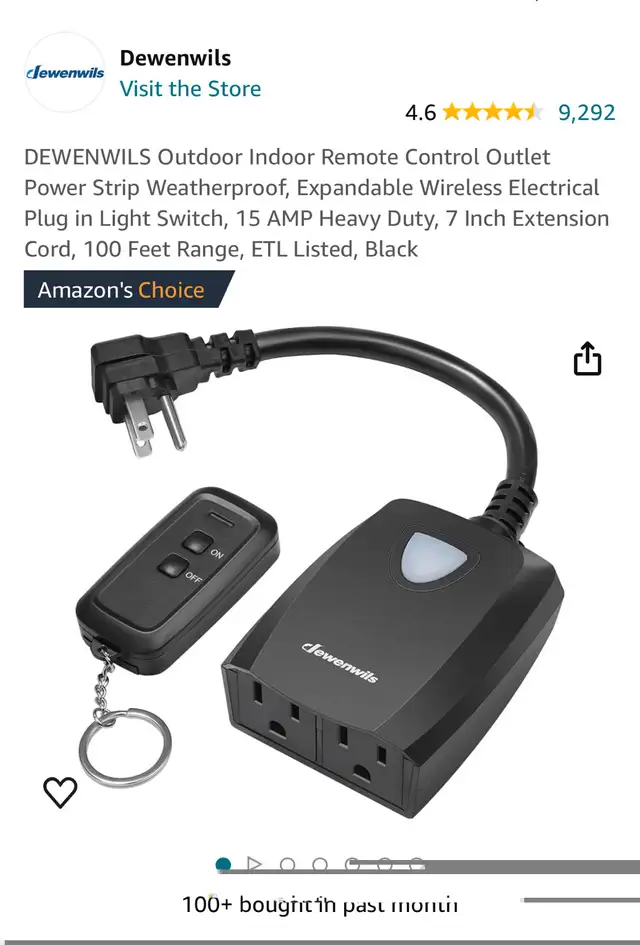 Dewenwils Outdoor Remote Control Countdown Timer65151223662722124