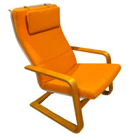 Vintage IKEA Poäng Chair/Chaise in Orange Fabric/Tissu