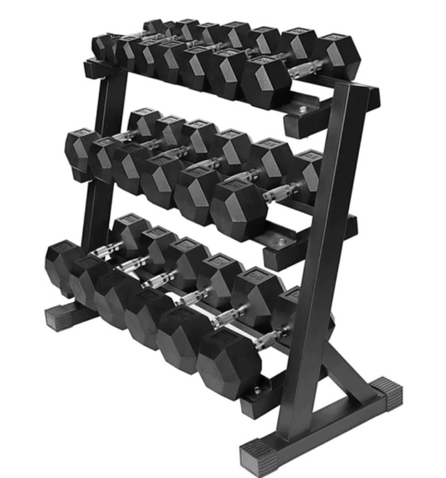 5-50 LB Premium Rubber Hex Dumbbell Set with Stand in Exercise Equipment in Ottawa - Image 2