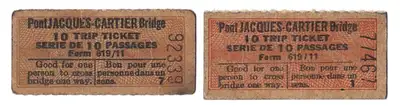 Billets de passage Pont  Jacques-Cartier 1940's 2 Signatures, View more