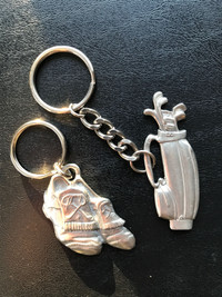 NS Seagull Pewter Golf Bag/Clubs & Pewter Golf Shoes Key Chains