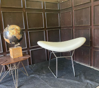 White leather ottoman/stool with chrome legs