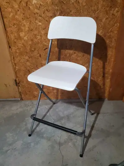 Three bar stools with back rest, foldable, View more