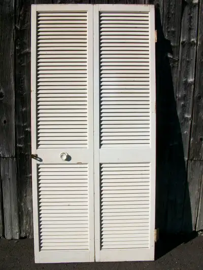 Porte persienne pliante en bois blanc pour garde-robe / placard, View more