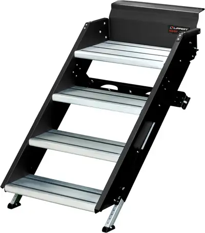 Selling Lippert 791575 Solid Step 30" Quad Manual RV Step Assembly, 8" Rise, Aluminum. They're new i...